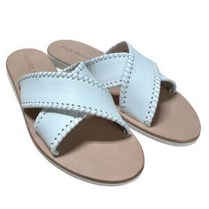 Jack Rogers Leather Crossband Boating Jacks Sloane White Women's Size 7.5 NIB